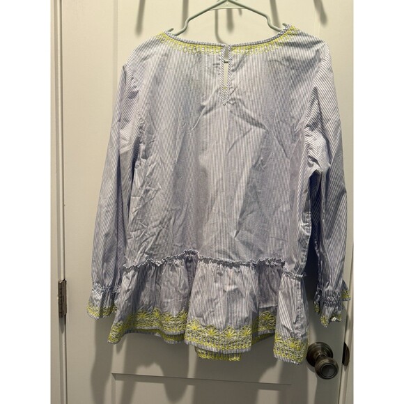 Women’s Crown & Ivy blue Striped eyelet top blouse long sleeve peplum Plus 2X - Picture 5 of 6